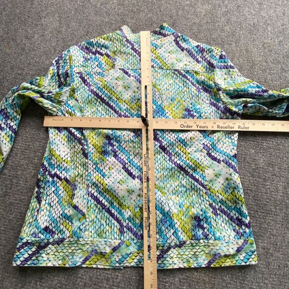 Additions By Chico's Jacket Women's‎ Medium Open Front Denim Colorful Snakeskin - Picture 6 of 10